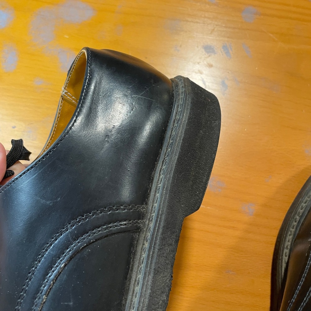 VTG Mens 7.5 Wide Black Leather Oxford Steel Toe Work Safety Shoes Oil Resistant - Picture 9 of 12